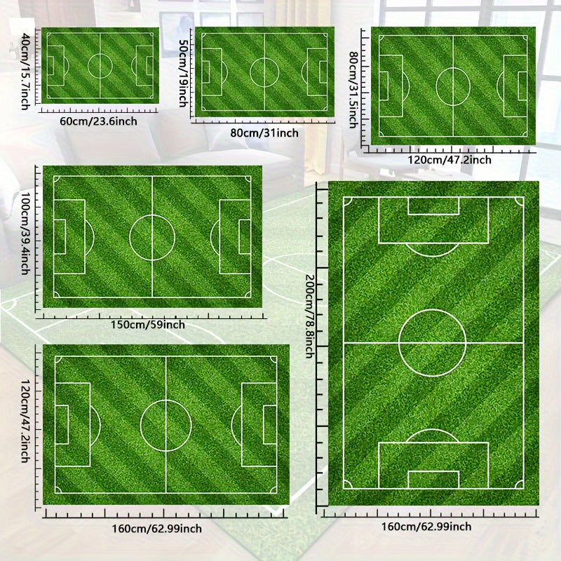 Nevosa | Tapis à motif de terrain de football - tapis de salon antidérapants et lavables pour le salon, la chambre, le jardin ou la salle de jeu