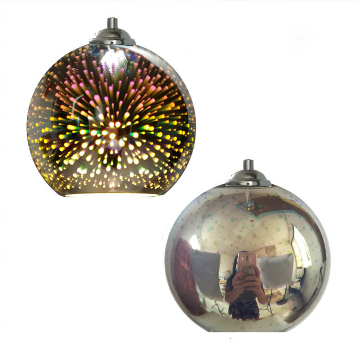 Nevosa | Lampe suspendue en dôme 1 lumière moderne créative 3D en verre coloré de feu d'artifice