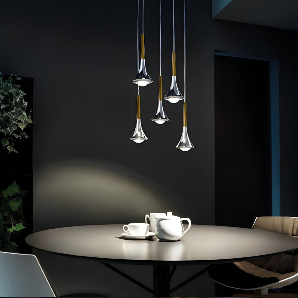 Nevosa | LumiDrop Design Nordique Luminaires Suspendues | Forme de Goutte | Lumière LED Élégante pour Salle à Manger & Salon | En Noir, Or & Chrome
