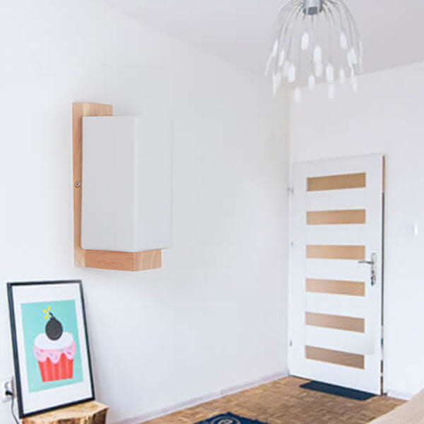 Nevosa | Appliques murales en verre carré en bois massif moderne et minimaliste à 1 lumière