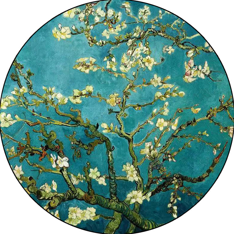Nevosa | Tapis à motif floral rétro bleu Tapis traditionnel en polyester Lavable Tapis antidérapant pour salon