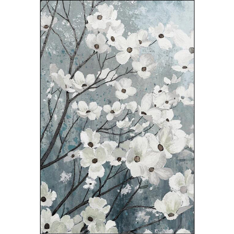 Nevosa | Tapis traditionnel à motif floral blanc et gris tapis oriental en polyester lavable avec un dos antidérapant tapis pour salon