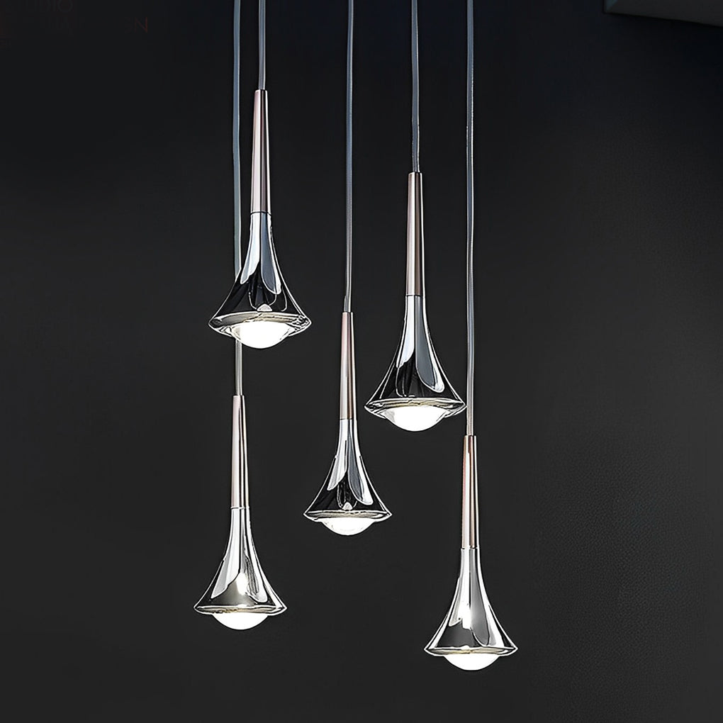 Nevosa | LumiDrop Design Nordique Luminaires Suspendues | Forme de Goutte | Lumière LED Élégante pour Salle à Manger & Salon | En Noir, Or & Chrome