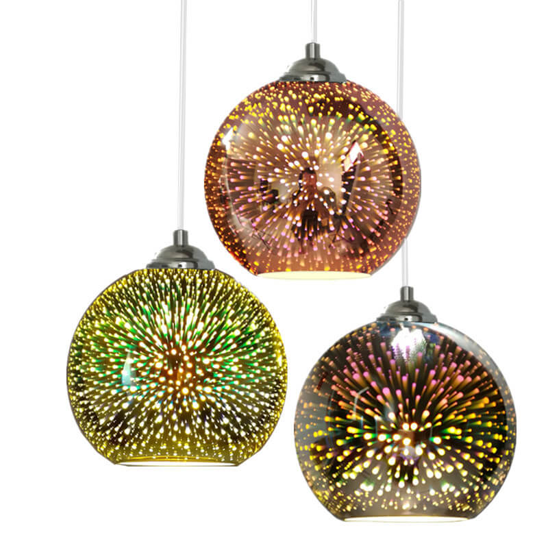 Nevosa | Lampe suspendue en dôme 1 lumière moderne créative 3D en verre coloré de feu d'artifice