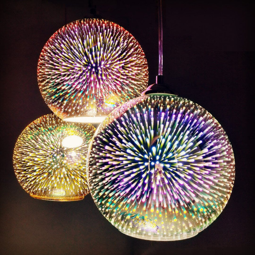 Nevosa | Lampe suspendue en dôme 1 lumière moderne créative 3D en verre coloré de feu d'artifice