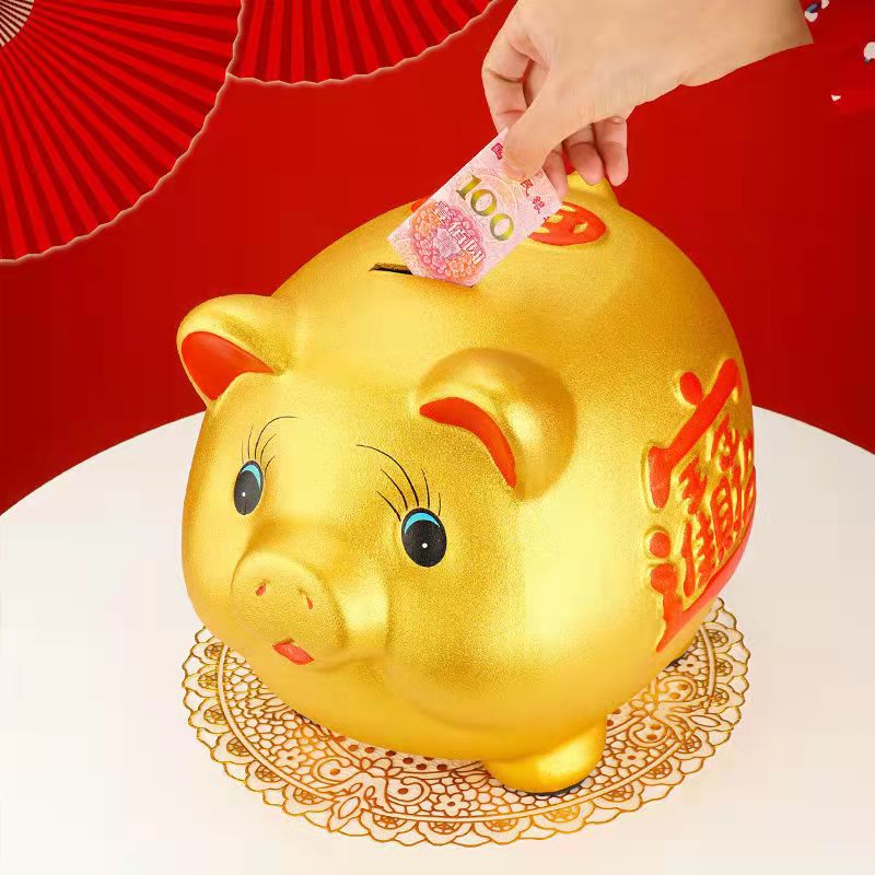 Nevosa | Tirelire en céramique cochon chanceux grande capacité boîte de rangement pour enfants mignonne animal cochon verre tirelire pour enfants cadeau