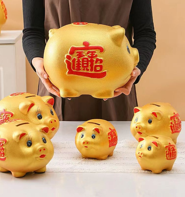Nevosa | Tirelire en céramique cochon chanceux grande capacité boîte de rangement pour enfants mignonne animal cochon verre tirelire pour enfants cadeau