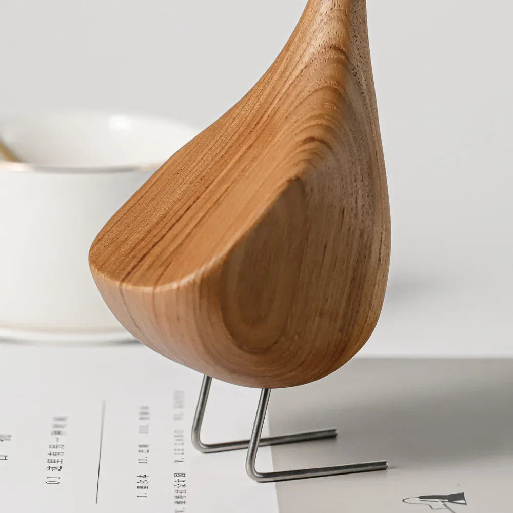 Nevosa | Figures de Canard en Bois Nordique Abstrait Sculpture en Teck Couple d'Amoureux Figures Ornements Animaux Naturels pour Décoration de Maison