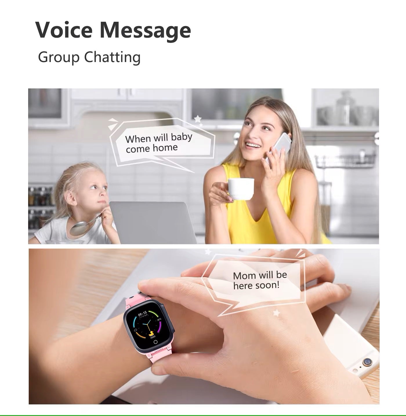 Nevosa | Montre intelligente GPS de localisation 4G et WiFi pour enfants avec appel vidéo pour filles et garçons