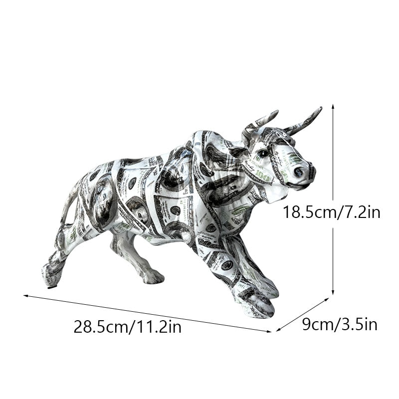 Nevosa | Graffiti-Painting Résine Figurines Taureau Décoration Maison Salon Chambre Bureau Bureau Feng Shui Ornements Collection Statues