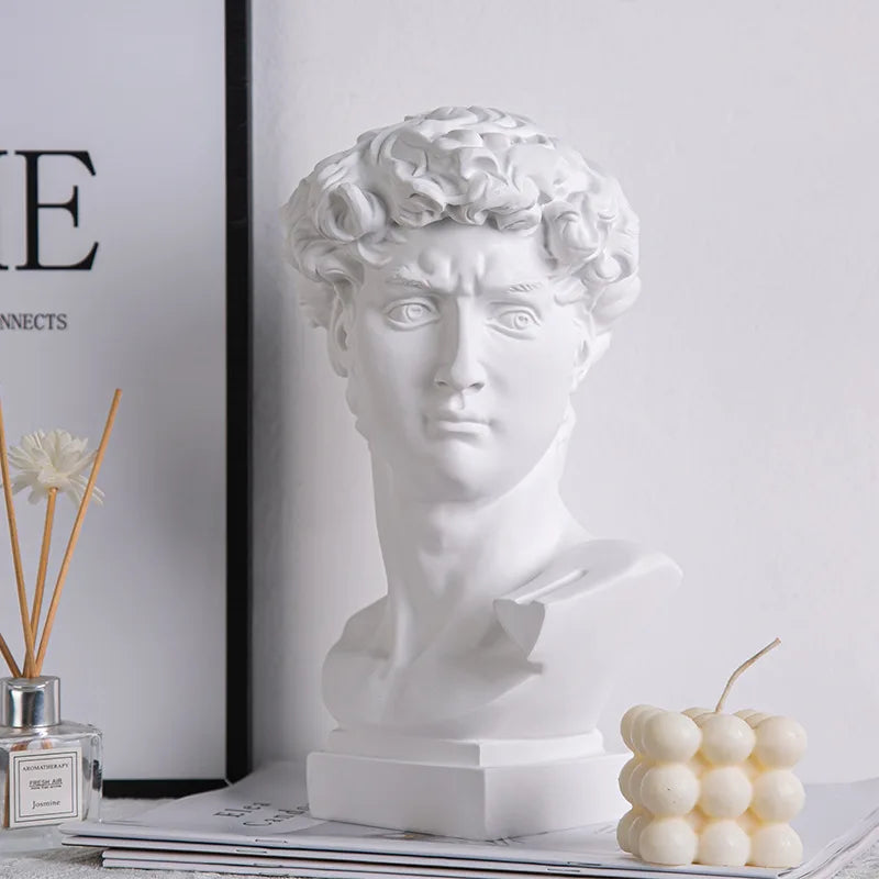Nevosa | Décor de maison européen Statue de tête de David en résine Statues Décor de maison Art moderne abstrait Sculpture Buste Pratique de croquis artistique