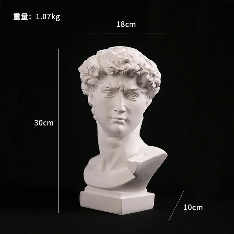 Nevosa | Décor de maison européen Statue de tête de David en résine Statues Décor de maison Art moderne abstrait Sculpture Buste Pratique de croquis artistique
