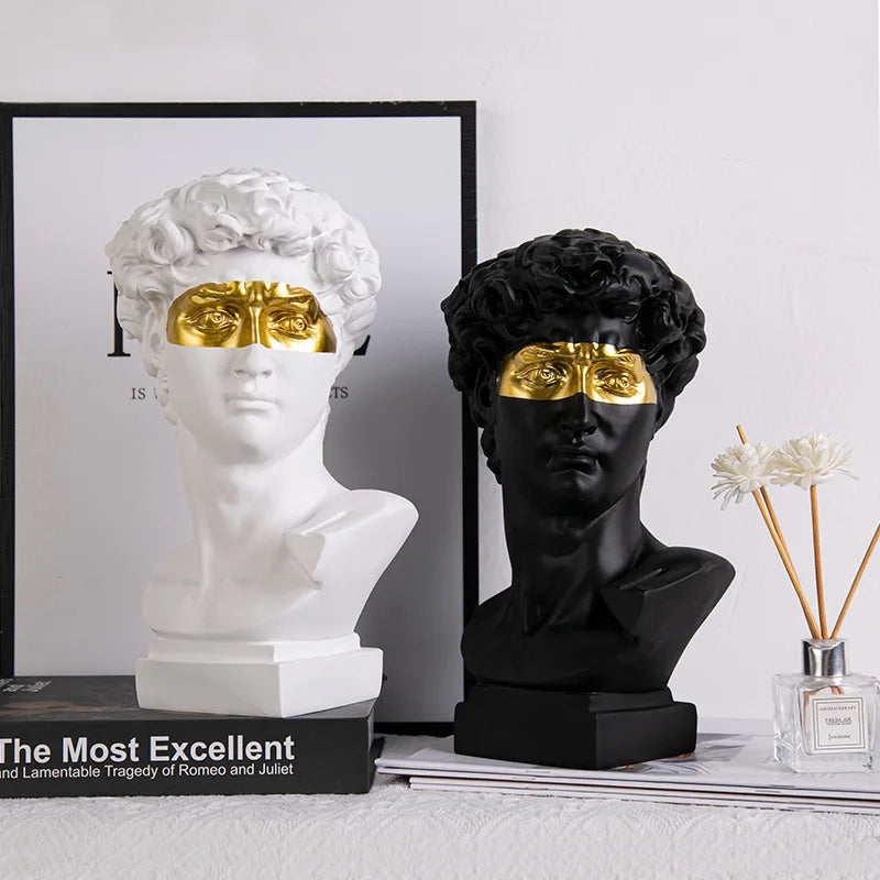 Nevosa | Décor de maison européen Statue de tête de David en résine Statues Décor de maison Art moderne abstrait Sculpture Buste Pratique de croquis artistique