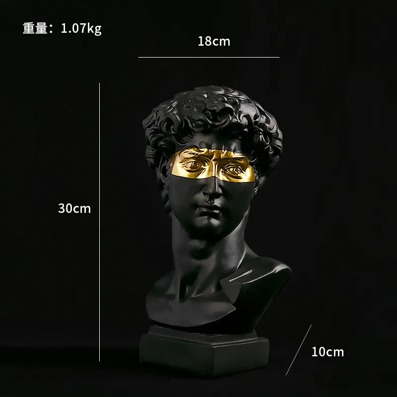 Nevosa | Décor de maison européen Statue de tête de David en résine Statues Décor de maison Art moderne abstrait Sculpture Buste Pratique de croquis artistique