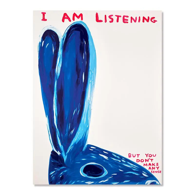 Nevosa | David Shrigley Lapin Chat Vin Biscuit Train Art Mural Impressions Abstraites Toile Peinture Affiche Nordique Images Décor Salon