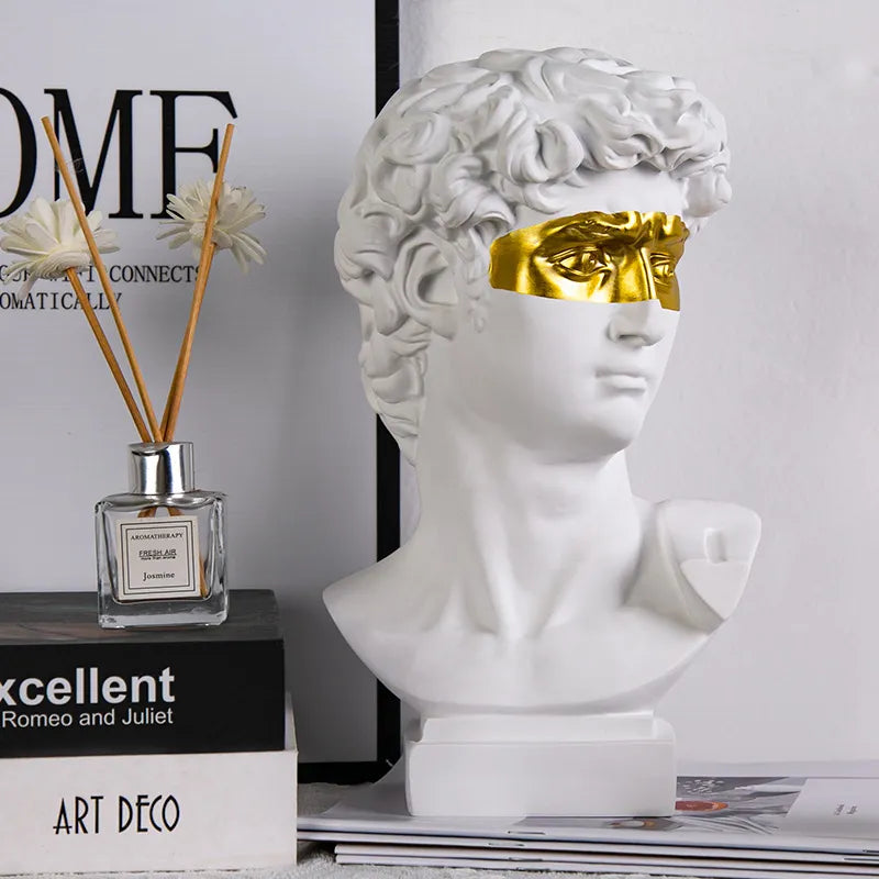 Nevosa | Décor de maison européen Statue de tête de David en résine Statues Décor de maison Art moderne abstrait Sculpture Buste Pratique de croquis artistique