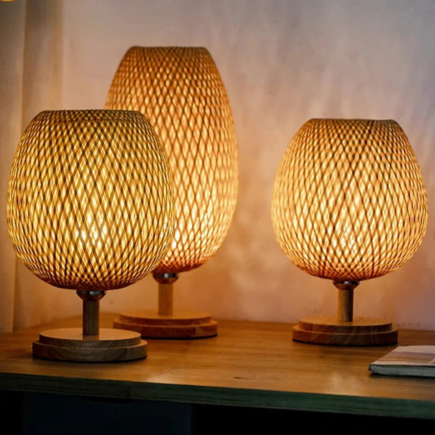 Nevosa | Lampe en rotin - Lampe panier à intensité variable pour la décoration de la chambre et du salon