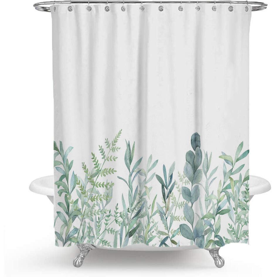 Nevosa | Rideau de douche en polyester à motif floral coloré avec design de feuille verte nordique