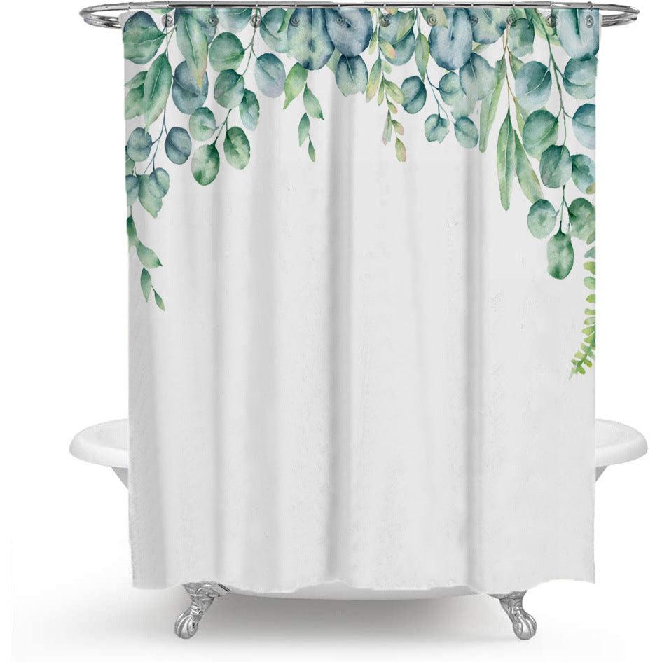 Nevosa | Rideau de douche en polyester à motif floral coloré avec design de feuille verte nordique