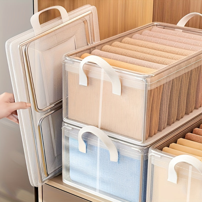Lot de 4 Boîtes de Rangement Empilables en Plastique avec Cadre en Acier