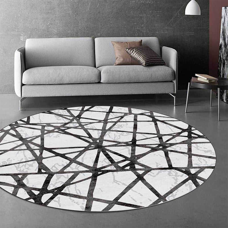 Nevosa | Tapis Novateur Blanc Tapis en Polyester Abstrait Lavable en Machine Tapis Antidérapant pour le Salon