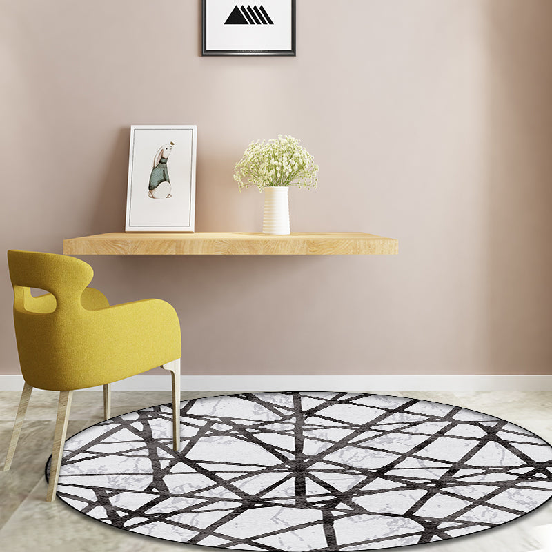 Nevosa | Tapis Novateur Blanc Tapis en Polyester Abstrait Lavable en Machine Tapis Antidérapant pour le Salon