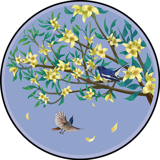 Nevosa | Tapis à motif floral unique avec oiseau et feuille violet et jaune, tapis oriental en polyester, lavable, dos antidérapant, tapis de zone pour chambre